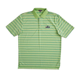Peter Millar (Mens Large) Summer Comfort Polo Striped Golf Shirt Utah Jazz Green
